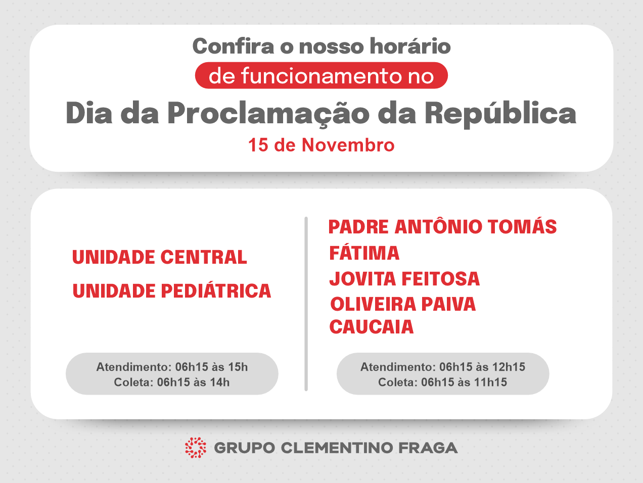 Banner horario de funcionamento